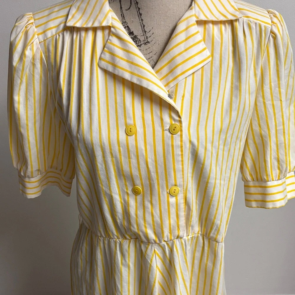 Vintage 60’s Yellow Striped Midi Dress - Picture 6 of 16